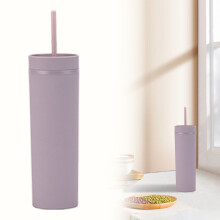 Gobelet isotherme à double paroi de 450 ml (16 oz) avec couvercle et paille, tasse de voyage réutilisable pour café/eau – Compatible avec les