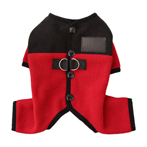 Combinaison rouge en polaire de polyester pour chien et chat 2
