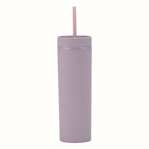 Λεπτό ποτήρι διπλού τοιχώματος 16oz με καπάκι και καλαμάκι, επαναχρησιμοποιούμενη 1