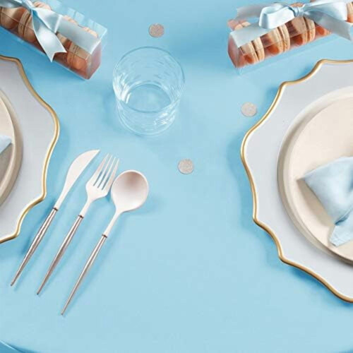 Toalha de mesa retangular azul bebê, 152 x 259 cm (60 x 102 polegadas), resistente e lavável, ideal para mesas de 1,80 m (6 pés) – perfeita para 1