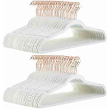 Cintres fins en velours antidérapants pour costumes, noir/or rose, lot de 50