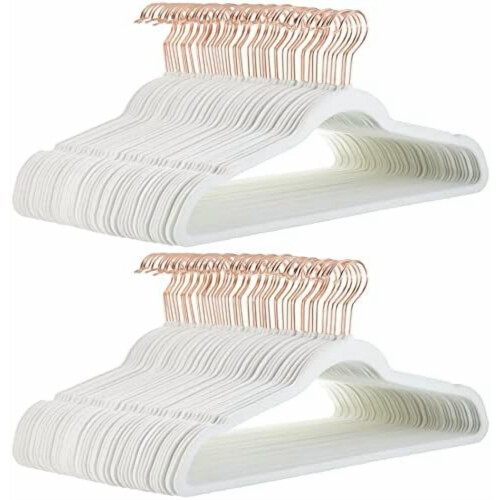 Smala, halkfria galgar i sammet, elfenben/rosaguld - 100-pack