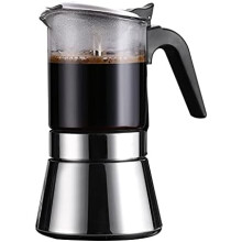 Induction Moka Pot, Crystal Glass-top & Stainless Steel Stovetop Espresso Maker,Classic Italian coffee maker (160ml)