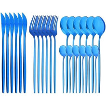 Mirror Blue Flatware Set 18/0 Stainless Steel 24-Piece