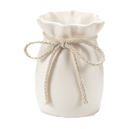 Beutel mit Kordelzug, Kunststoffvase, weiß, 13,5 cm 1