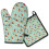 Conjunto de 2 luvas de forno com estampa floral, 19,5 x 30,5 cm (7,7 x 12 polegadas). 1
