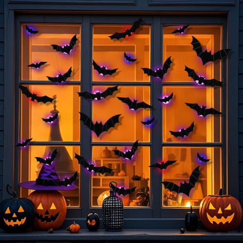 Διακόσμηση τοίχου Stijggn LED με νυχτερίδα για το Halloween – Αυτοκόλλητα Lighted3D για 1