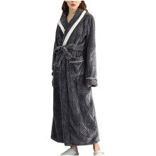 Damen-Bademantel, warm und flauschig aus Fleece, langer Bademantel, Nachthemd, Schlafanzug, langer Bademantel für Damen