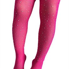 Meia-calça brilhante, meia-calça térmica com design moderno de strass, meia-calça confortável e respirável, cor rosa-avermelhada.