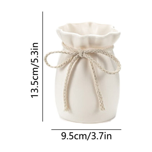 Beutel mit Kordelzug, Kunststoffvase, weiß, 13,5 cm 2