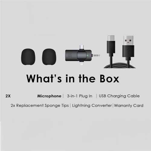 Microfoni Lavalier Wireless 3 In 1 per , Android, Fotocamera, Microfono USB-C,  Microfono con Riduzione del Rumore 1