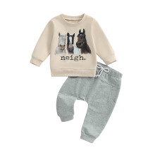 (6-12 Months, Beige) Conjunto infantil masculino e calça.