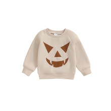 (6-12M, Khaki) Sudadera de Halloween para niño/niña con estampado de bruja y calabaza, manga larga, cuello redondo, estilo casual.