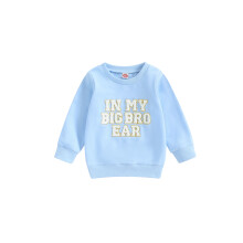 (6-12 Months, Blue) Sudadera infantil de manga larga con cuello redondo y bordado de letras, estilo casual, para niña y niño.