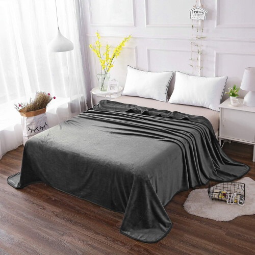 Μαλακή κουβέρτα Microplush μεγέθους Queen, 90x90", σκούρο γκρι – Ελαφριά θερμική φλις για 2