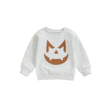 (6-12 Months, Gray) Sudadera de Halloween para niño/niña con estampado de bruja y calabaza, manga larga, cuello redondo, estilo casual.