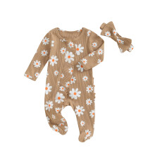(0-3 Months, Khaki) Combinaison bébé fille avec bandeau