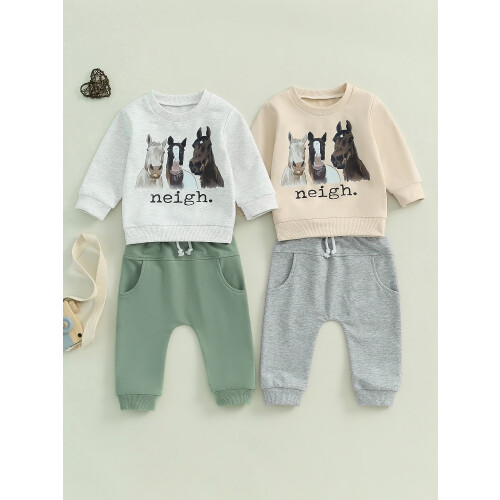 (2-3 Years, Green) Conjunto infantil masculino e calça. 2