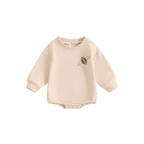 (0-3 Months, Beige) Φούτερ μακρυμάνικο με ποδοσφαιρικό σχέδιο