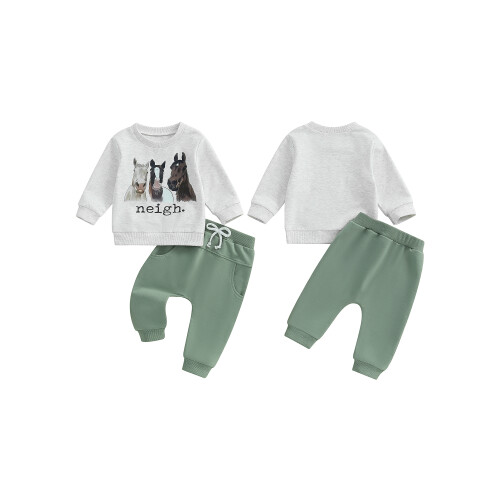 (2-3 Years, Green) Conjunto infantil masculino e calça. 1