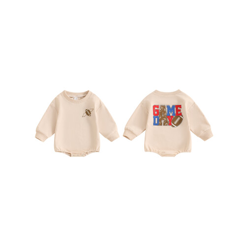 (0-3 Months, Beige) Φούτερ μακρυμάνικο με ποδοσφαιρικό σχέδιο 1