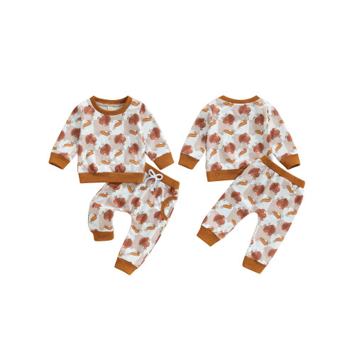 (12-18 Months, Brown) Set pantaloni copii lungi, ținute 1