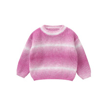 (6-9 Months, Pink) Kleinkindpullover mit Farbverlauf, überschnittenen Schultern, langen Ärmeln, Rundhalsausschnitt und Rippstrick
