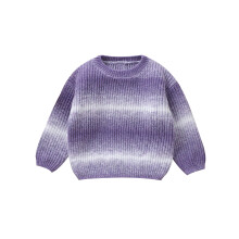 (9-12 Months, Purple) Kleinkindpullover mit Farbverlauf, überschnittenen Schultern, langen Ärmeln, Rundhalsausschnitt und Rippstrick