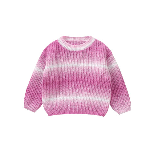 (12-18 Months, Pink) Πουλόβερ νήπια ντεγκραντέ ριμπ πλεκτό