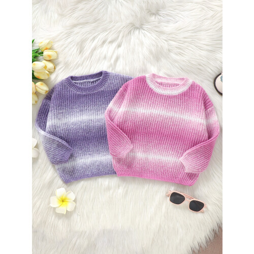 (12-18 Months, Purple) Πουλόβερ νήπια ντεγκραντέ ριμπ πλεκτό 2