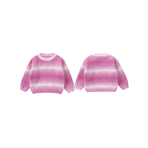 (6-9 Months, Pink) Πουλόβερ νήπια ντεγκραντέ ριμπ πλεκτό 1