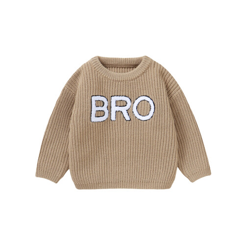 (6-9 Months, Khaki) Φθινοπωρινό Πουλόβερ για Στρογγυλή Λαιμόκοψη
