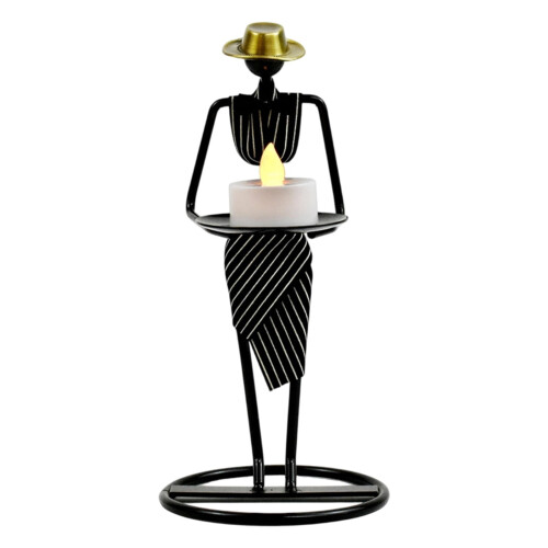 Κηροπήγιο για ρεσώ, Σιδερένια Βάση Σερβιτόρου Συμβατή με Ηλεκτρονικά Κεριά,