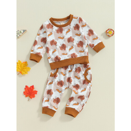 (12-18 Months, Brown) Set pantaloni copii lungi, ținute 2
