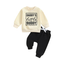 (6-12 Months, Black) Herbstoutfit für Kleinkinder: 2-teiliges Set aus Langarm-Sweatshirt mit Buchstabenprint und Hose.