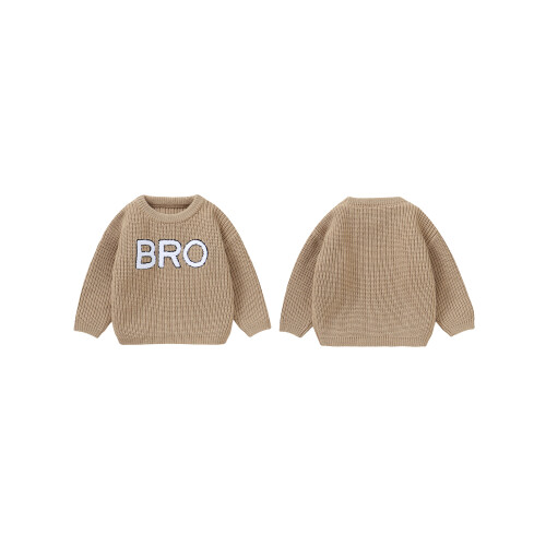 (6-9 Months, Khaki) Φθινοπωρινό Πουλόβερ για Στρογγυλή Λαιμόκοψη 1