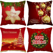 Fodere per cuscini natalizie "Buon Natale" 12x12, set da 4, in velluto rosso/verde, per divano, letto, esterni – compatibili con imbottiture da 12".