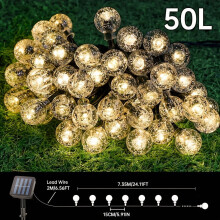 Guirlande lumineuse solaire 12 m/7 m/5 m, 100/50/20 boules LED, 8 modes d'éclairage, style moderne en plastique, idéale pour la décoration de