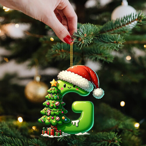Grön julgransprydnad AZ initial G26st 2