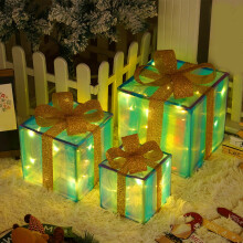Confezione da 3 scatole regalo natalizie illuminate a LED, decorazioni colorate per interni/esterni, giardino e feste – Compatibili con prese