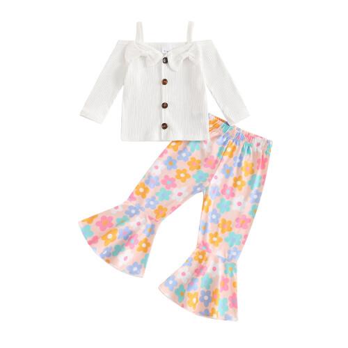 (2-3 Years, Multi-Color) Ensemble 2 pièces à fleurs.