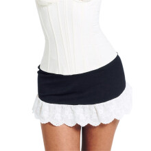 (S, White) Mini-jupe femme, taille basse, patchwork, coupe slim, idéale pour l'été et les soirées.