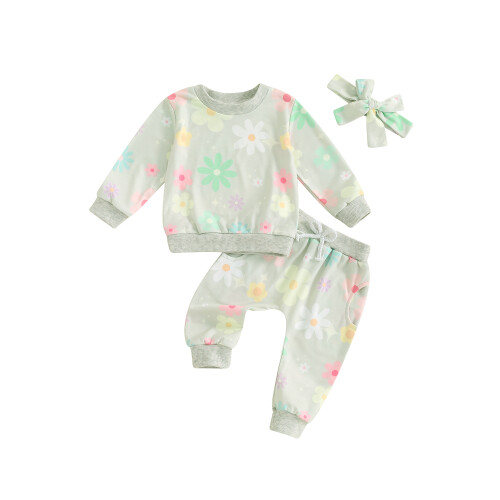 (6-12 Months, Green) Set de toamnă și pantaloni.
