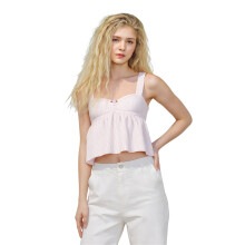 (S, Pink) Women's Summer Crop Cami Tops Sleeveless Trendy Wide Shoulder Strap Striped Tank Tops