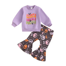 (2-3 Years, Purple) Pikkutyttöjen Halloween-asut, pitkähihainen 2-osainen setti
