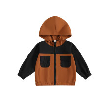 (2-3 Years, Brown) Felpe con cappuccio per bambini, leggere, a maniche lunghe, con tasca a patta e cerniera. Giacca con cappuccio per neonati.
