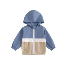 (18-24 Months, Blue) Felpe con cappuccio per bambini, maniche lunghe, colore a contrasto, con cerniera, giacca con cappuccio, capospalla per neonati