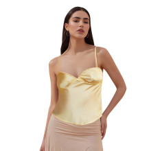 (M, Yellow) Women Camisoles Lace Trim V-Neck Casual Tank Tops Summer Fashion Sleeveless Tops Streetwear