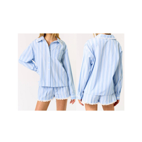 (XL, Blue) Γυναικείο Casual Σετ Καλοκαιρινά Ρούχα 1