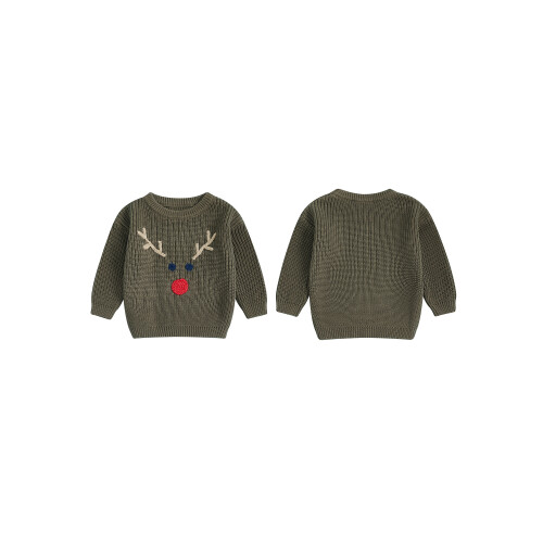 (2 Years, Army Green) Χριστουγεννιάτικο Πουλόβερ Ταράνδων Στρογγυλή Λαιμόκοψη 1
